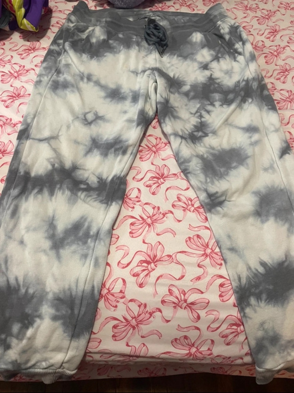 Aeropostale Gray & White Tie-Dye Lounge Pants